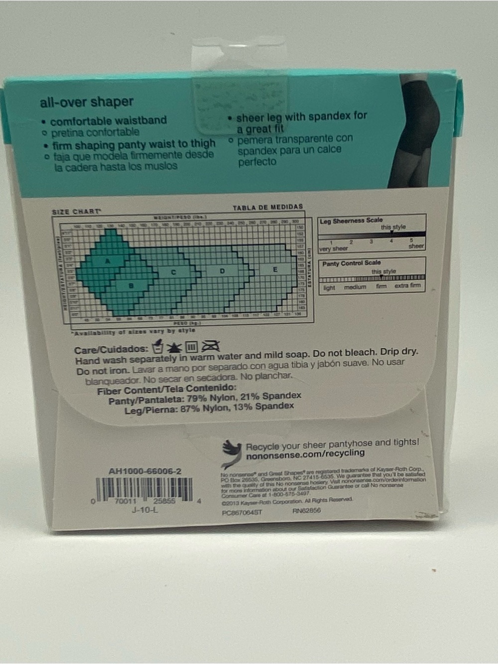 No nonsense Great Shapes All Over Shaping Tights Pantyhose Size B - Picture 2 of 2